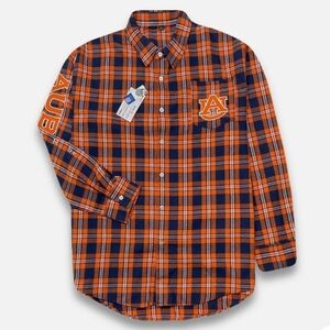 FOCO Men's NCAA College Team Logo Long Sleeve Flannel Shirt Auburn Tigers Size L
